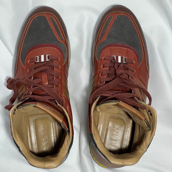 BALLY Asiaki Colorblock Leather High-Top Trainers Sneaker in Pumpkin * US Sz 8.5 - Picture 14 of 16